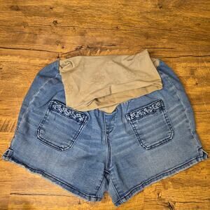 Jessica Simpson Maternity Full Panel denim jeans shorts size Large